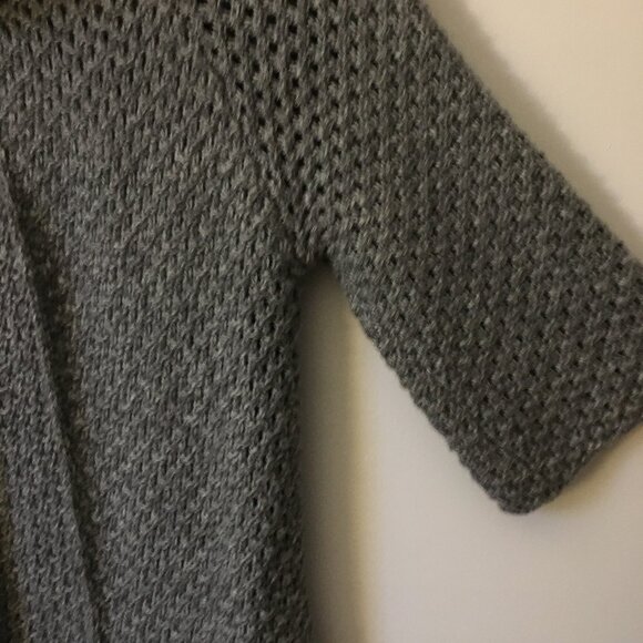 Sakura Wool Blend Buttoned High Collar Grey Knit Cardigan - Picture 9 of 16